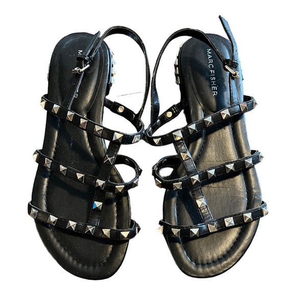Marc Fisher Shoes - NWT MARC FISHER GLADIATOR STUDDED ROCKER BIKER METALLIC RARE SANDALS SIZE 6